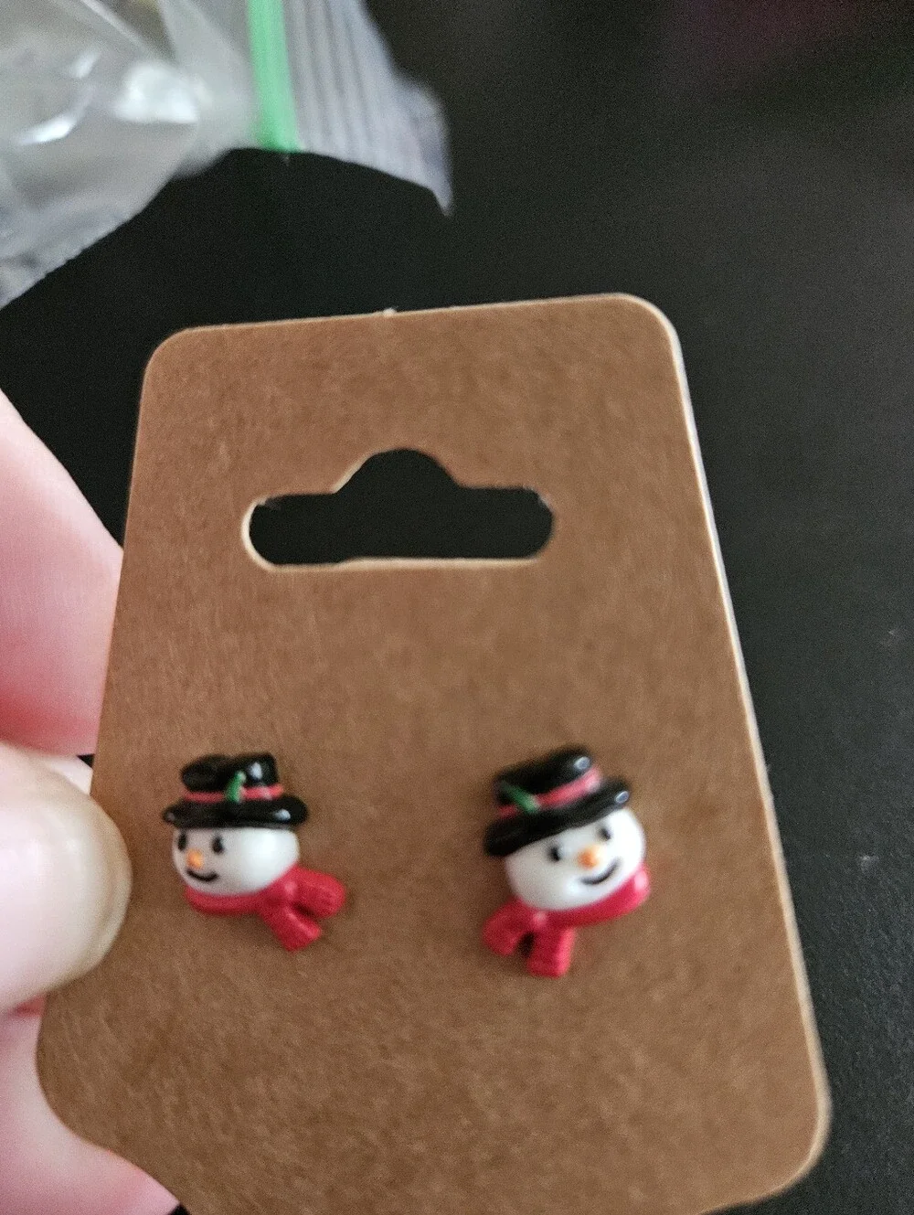 Kids Snowman Stud Earrings - Red Scarf